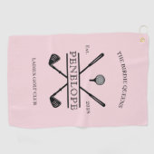 Roze Dames Golfclub Naam Golfhanddoek (Horizontaal)