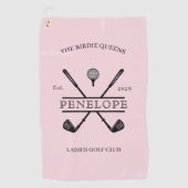 Roze Dames Golfclub Naam Golfhanddoek (Voorkant)
