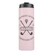 Roze Dames Golfclub Naam Thermosbeker (Voorkant)