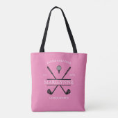 Roze Dames Golfclub Naam Tote Bag (Achterkant)
