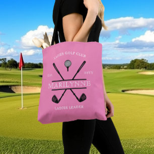 Roze Dames Golfclub Naam Tote Bag