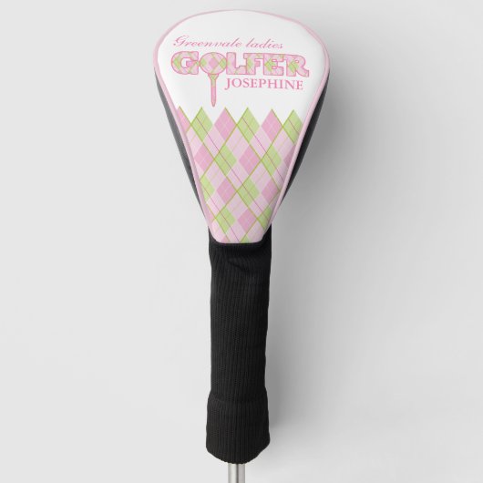 Roze dames golfer argyle gepersonaliseerde cover (Voorkant)