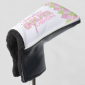 Roze dames golfer argyle gepersonaliseerde cover (3/4 voorkant)