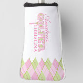 Roze dames golfer argyle gepersonaliseerde cover (Draai 90)