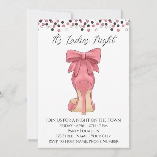 Roze Dames Nacht Bachelorette Party uitnodiging (Voorkant)