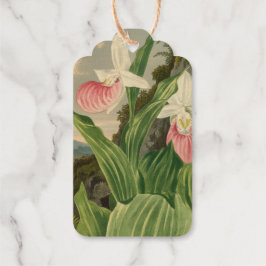 Roze Dames Pantoffel Vintage Bloem Orchidee Botani Cadeaulabels