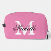 Roze dames toilettas met chique monogram toilettasje (Voorkant)