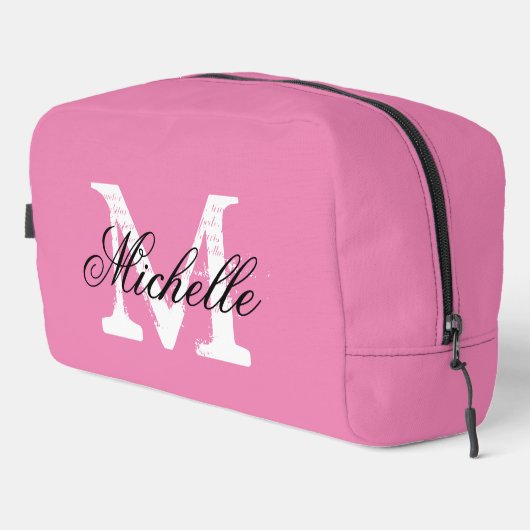 Roze dames toilettas met chique monogram toilettasje (Rechterhoek)