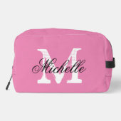 Roze dames toilettas met chique monogram toilettasje (Achterkant)