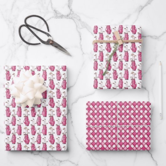 Roze Damesgolf Inpakpapier Vel (Voorkant)