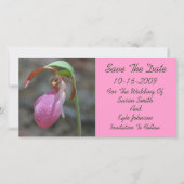 Roze Damespantoffel Bloemen Bruiloft Save The Date (Voorkant)