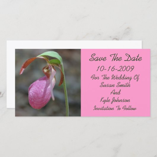 Roze Damespantoffel Bloemen Bruiloft Save The Date (Voorkant / Achterkant)