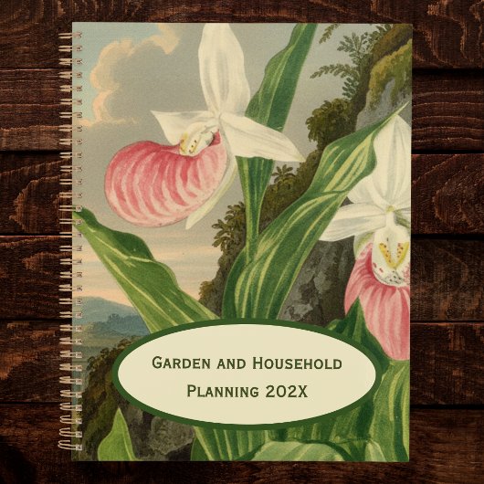 Roze Damespantoffel Oude Bloem Orchidee Botanisch Planner
