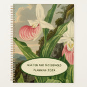 Roze Damespantoffel Oude Bloem Orchidee Botanisch Planner (Voorkant)