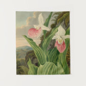 Roze Damespantoffel Oude Bloem Orchidee Botanisch Wandkleed (Voorkant)