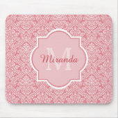 roze damespatroonmonogram met naam muismat (Voorkant)