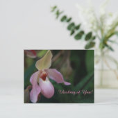 Roze damesslipper orchidee ventilator briefkaart (Staand voorkant)