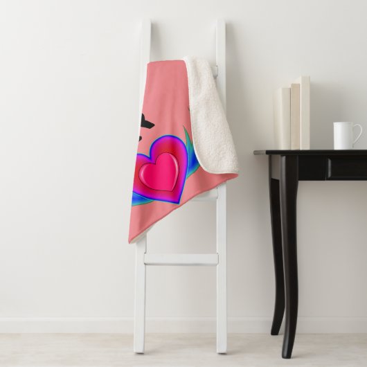 Roze Dance deken met ballerina en roze harten. (In situ)