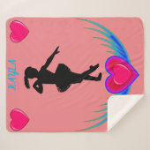 Roze Dance deken met ballerina en roze harten. (Voorkant (horizontaal))