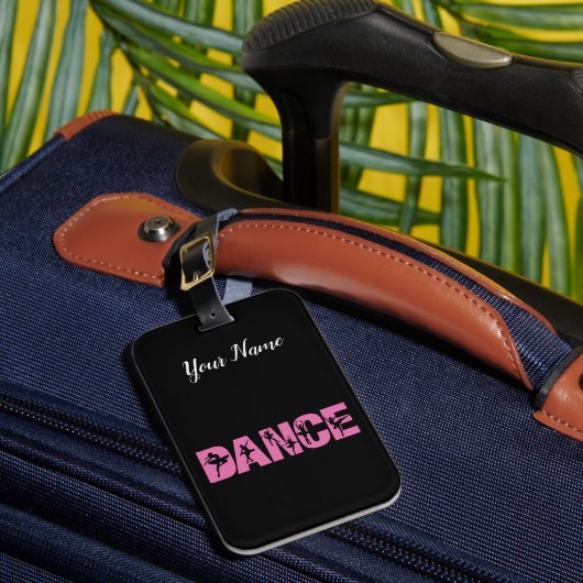 Roze DANCE met Ballerina Cutouts Bagagelabel (Voorkant Insitu 1)