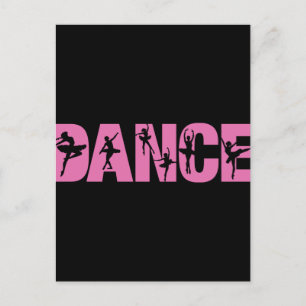 Roze DANCE met Ballerina Cutouts Briefkaart