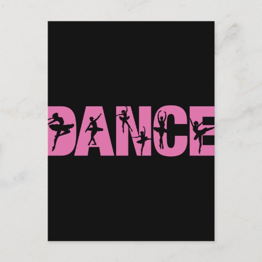 Roze DANCE met Ballerina Cutouts Briefkaart (Voorkant)