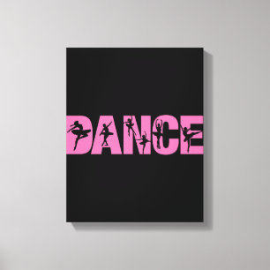 Roze DANCE met Ballerina Cutouts Canvas Afdruk