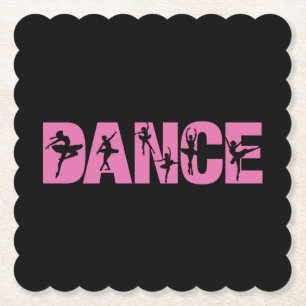 Roze DANCE met Ballerina Cutouts Kartonnen Onderzetters