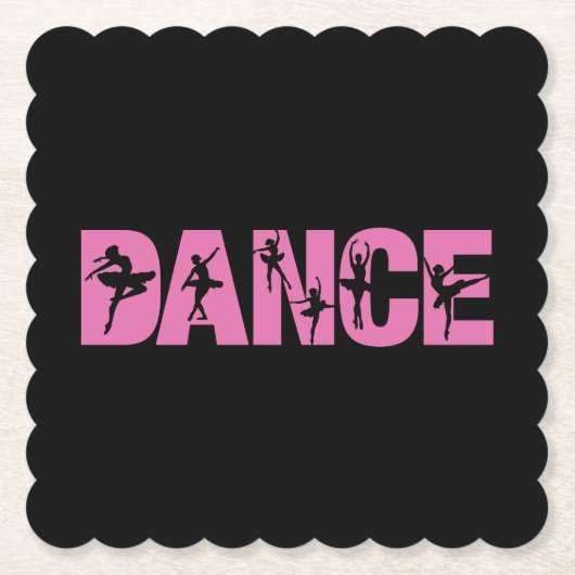 Roze DANCE met Ballerina Cutouts Kartonnen Onderzetters (Voorkant)