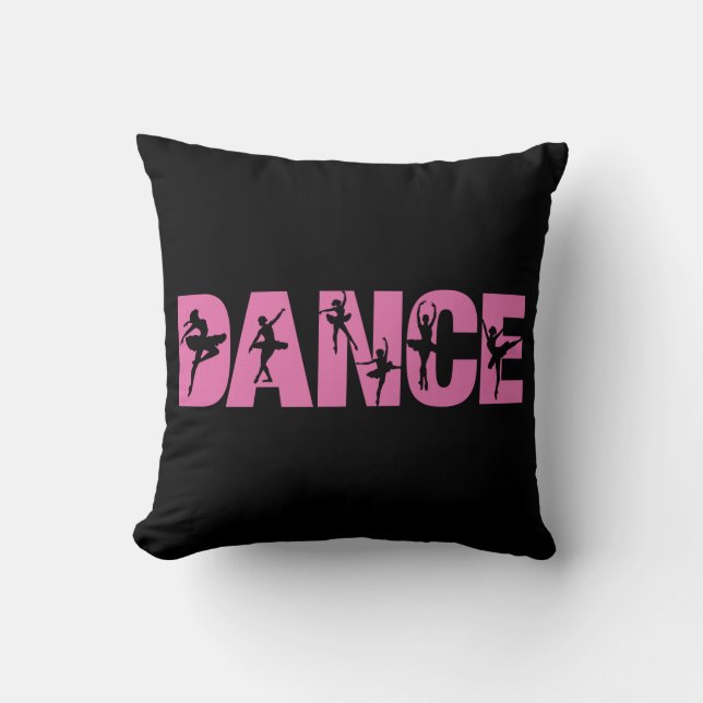 Roze DANCE met Ballerina Cutouts Kussen (Voorkant)