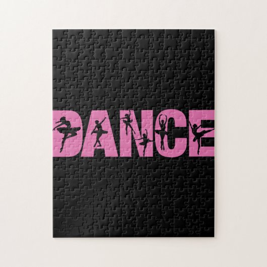 Roze DANCE met Ballerina Cutouts Legpuzzel (Verticaal)