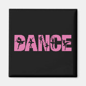 Roze DANCE met Ballerina Cutouts Magneet (Voorkant)