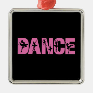 Roze DANCE met Ballerina Cutouts Metalen Ornament