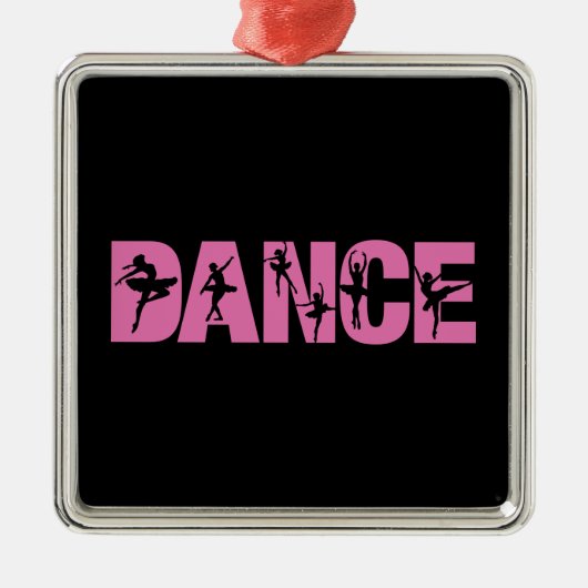 Roze DANCE met Ballerina Cutouts Metalen Ornament (Voorkant)