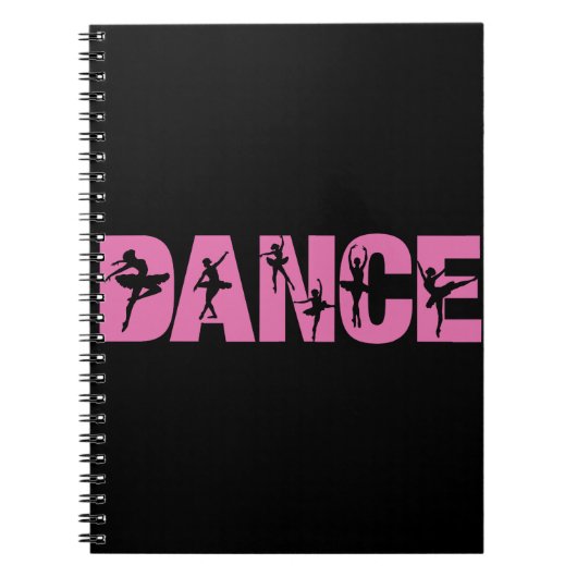 Roze DANCE met Ballerina Cutouts Notitieboek (Voorkant)