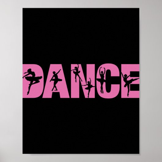 Roze DANCE met Ballerina Cutouts Poster (Voorkant)