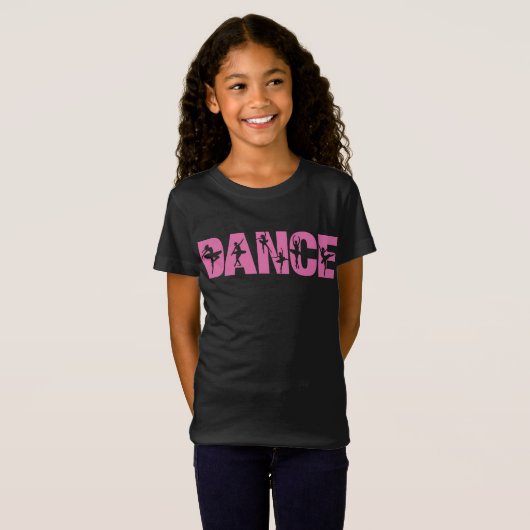 Roze DANCE met Ballerina Cutouts T-shirt (Voorkant volledig)