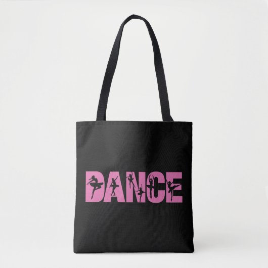 Roze DANCE met Ballerina Cutouts Tote Bag (Voorkant)