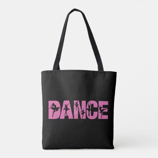 Roze DANCE met Ballerina Cutouts Tote Bag (Achterkant)