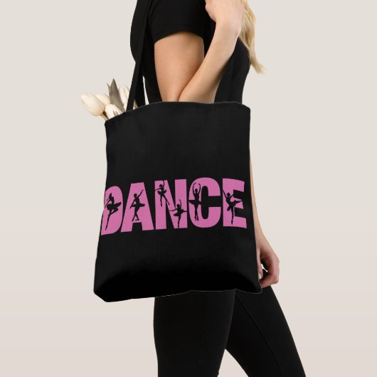 Roze DANCE met Ballerina Cutouts Tote Bag (Dichtbij)