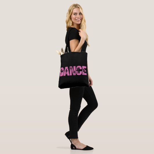 Roze DANCE met Ballerina Cutouts Tote Bag (Op model)