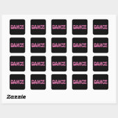 Roze DANCE met Ballerina Cutouts Vierkante Sticker (Vel)