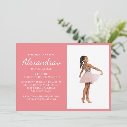 Roze Dance Overweging Foto uitnodigen Kaart (Staand voorkant)
