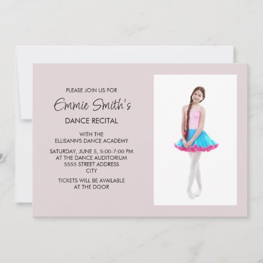Roze Dance Overweging Foto uitnodigen Kaart (Voorkant)