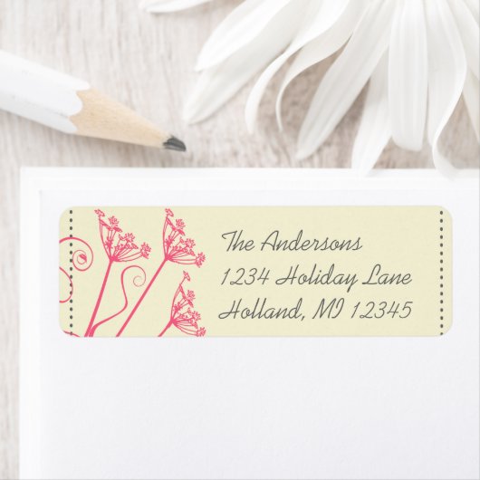 Roze Dandelion Damask Return Address Labels (Insitu)