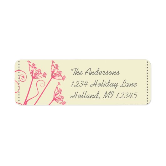 Roze Dandelion Damask Return Address Labels (Voorkant)