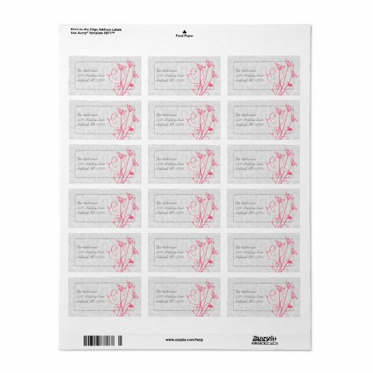 Roze Dandelion Damask Return Address Labels (Full Sheet)