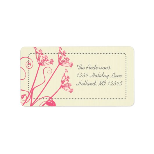 Roze Dandelion Damask Return Address Labels (Voorkant)