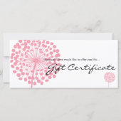 Roze Dandelion Flower Gift Certificate Design 4 (Achterkant)