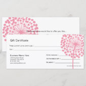 Roze Dandelion Flower Gift Certificate Design 4 (Voorkant / Achterkant)